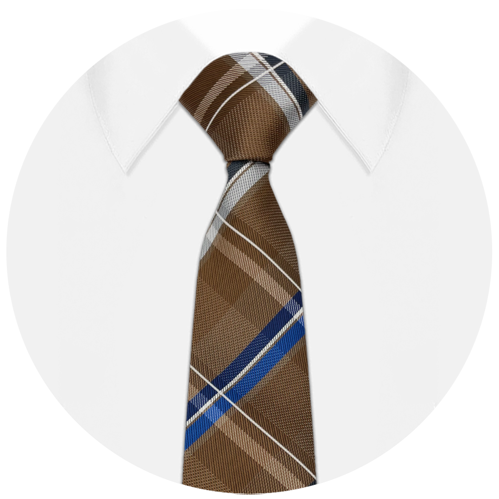 Gravata King & Priory Xadrez Tweed - Marrom E Branco - 7cm Largura - Estilo Dogtooth Clássico